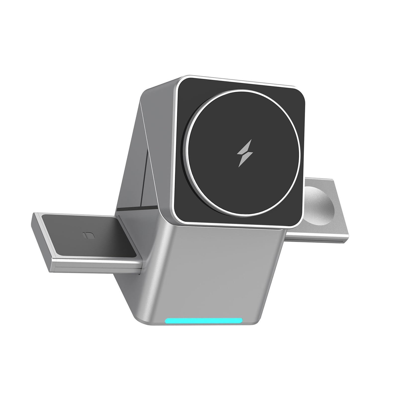 Station de charge rapide 15 W avec fonction de rotation automatique, support de chargeurs en ABS, compatible avec les chargeurs d'écouteurs de montre de téléphone