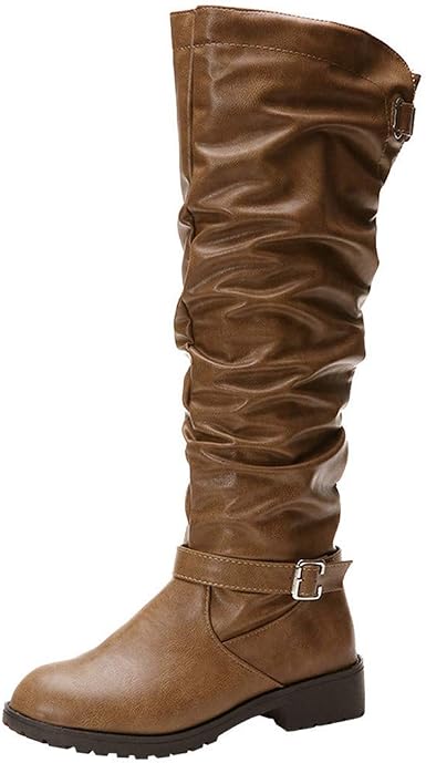 Botas de Mujer Botas Altas Mujer Tacon Ancho Ante Cremallera Tacón Cuadrado Botas  Altas de Color sólido Zapatos hasta la Rodilla Botas de Punta Redonda con  Cremallera Hebilla LiNaoNa : Amazon.es: Zapatos