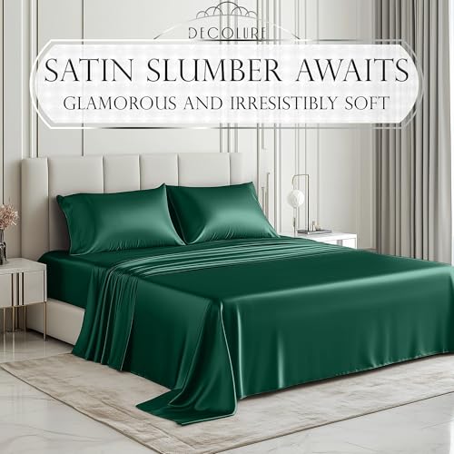 Image of DECOLURE Satin Sheets Twin Size | Softer Than Silk | Luxury 3 Pc Bed Set