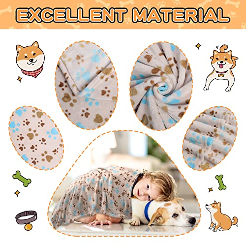 Image of 1 Pack 3 Blankets for Dogs Blankets for Large Dogs Large Dog Blanket Super Soft Fluffy Premium Fleece Pet Blanket Flannel Throw for Dog Puppy Cat Paw,Beige,Blanket(41x31 inch)