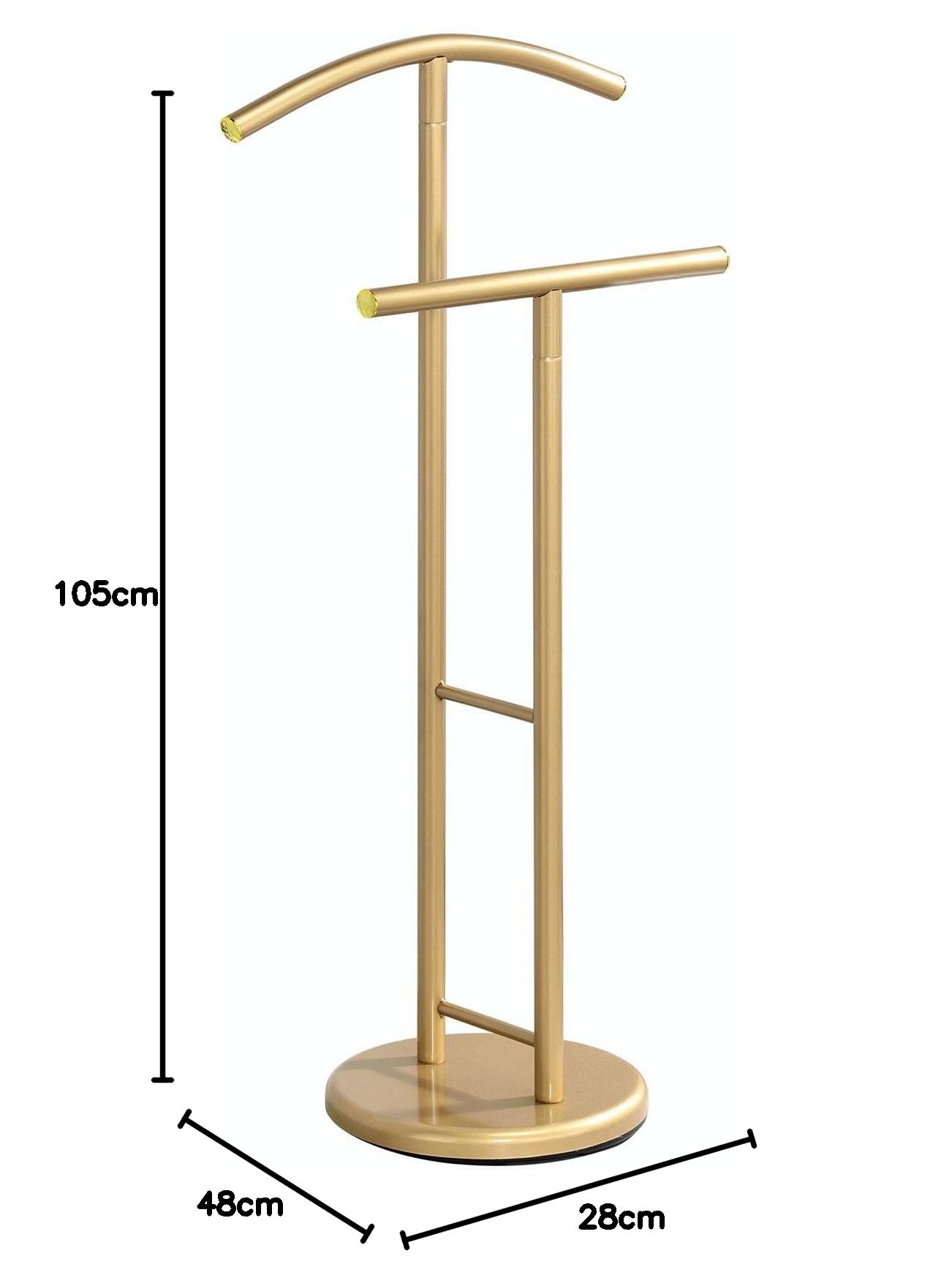 IDIMEX Herrendiener LAURENZ Stummer Damen Diener Kleiderständer Kleiderstange mit Hosenbügel, Gold lackiert