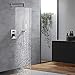 ESNBIA Brushed Nickel Shower System 12 Inches, Rain shower head with handheld Set, Wall Mounted Rainfall Shower Head System, Shower Combo Set with Shower Valve for Bathroom