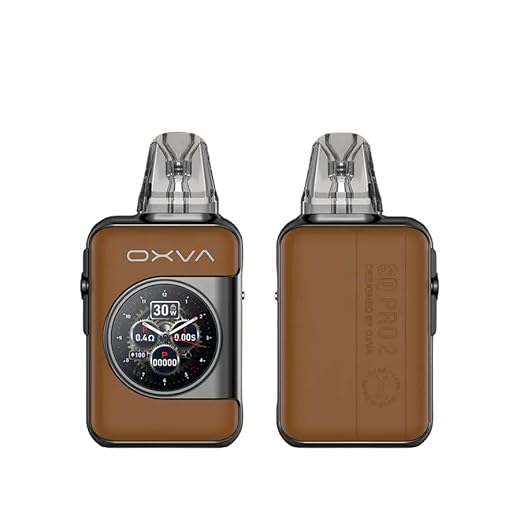 Xlim S-Q Pro 2 Vape Kit – 1600mAh Battery, 30W Output, Smart Touch Display, Puff Tracker, Type-C Charging – Compatible with Oxva Coils – 2ml Cartridge – No Nicotine – Brown Leather