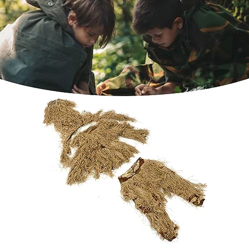 Terno de Camuflagem 3D Infantil, Roupa de Caça Infantil Com Cordão Ajustável na Cintura para Fotogra