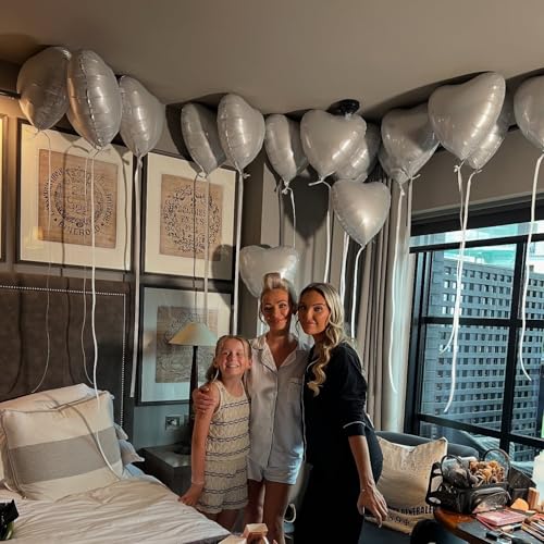 Image of Biapian White Heart Balloons Helium, 10PCS White Foil Heart Shape Balloons Valentines 18inch Metallic White Foil Balloon for Helium Valentine Decorations for White Wedding, Brithday Party, Anniversary