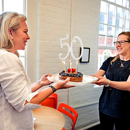 50 Cake Topper 50Th Anniversary Birthday Wedding Diamond Cake Topper For Women 50 Sparkle Bling Rhinestone Cake Decoration Party Supplies Keepsake, Silver #TOP4