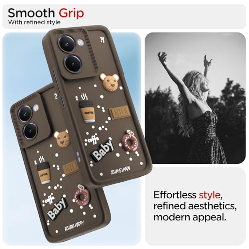 Image of Pikkme Back Cover for Realme P3 Ultra 5G | 3D Cartoon Silicone Case Cute & Fun Full Protective Bumper Cover (Brown)