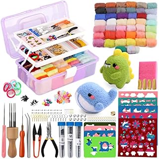 LOKUNN Needle Felting Starter Kit, Complete Needle Felting Tools, Needle Felting Kit with Felting Needles, Instructions, Felting Foam Mat, and Other Tools, for Adults Beginner Supplies DIY Crafts