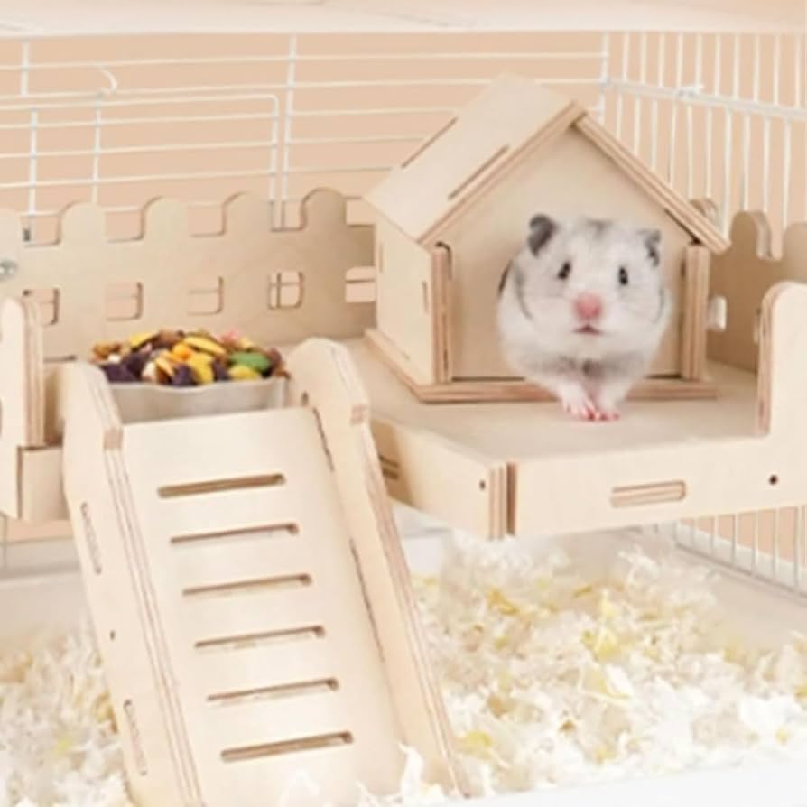 小動物ハウス Amazon | チンチラハウス 木製 二階 ハムスター 家 隠れ家