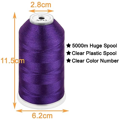 Image of New brothread - Single Huge Spool 5000M Each Polyester Embroidery Machine Thread 40WT for Commercial and Domestic Machines - Royal Purple(Janome Color)