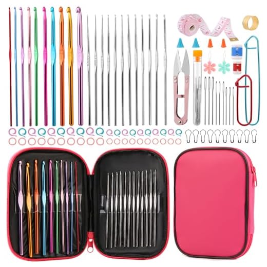 UzecPk 96 PCS Crochet Hooks Kit, Crochet Needles Set with Storage Bag, Aluminum Crochet Hooks with Stitch Markers and Large-Eye Blunt Needles for Experienced Crochet Hook Lovers
