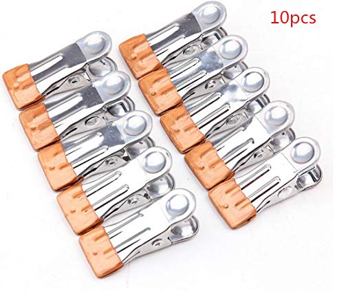 Zyamy 10Pcs Multi Function Windproof Clothes Clip Stainless Steel Small Heavy Metal Spring Clamps Gold Color 23X56Mm For Drying Clothes #TOP1