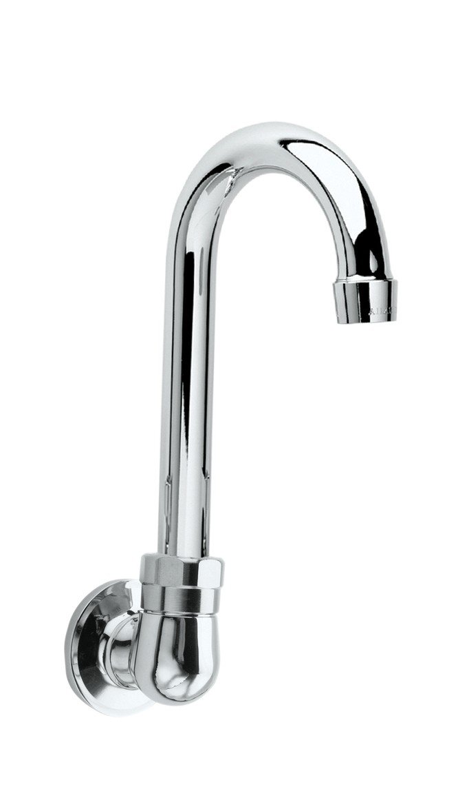 Krowne 16-140L Krowne Royal Series Faucet, Wall-Mounted, Single Hole, gooseneck spout, Controlled by Foot or Knee Valve, Polished Chrome Finish, NSF, cCSAus, ADA Compliant‌‌‍​‌​​‌​‍​​‌‌​‌‌
