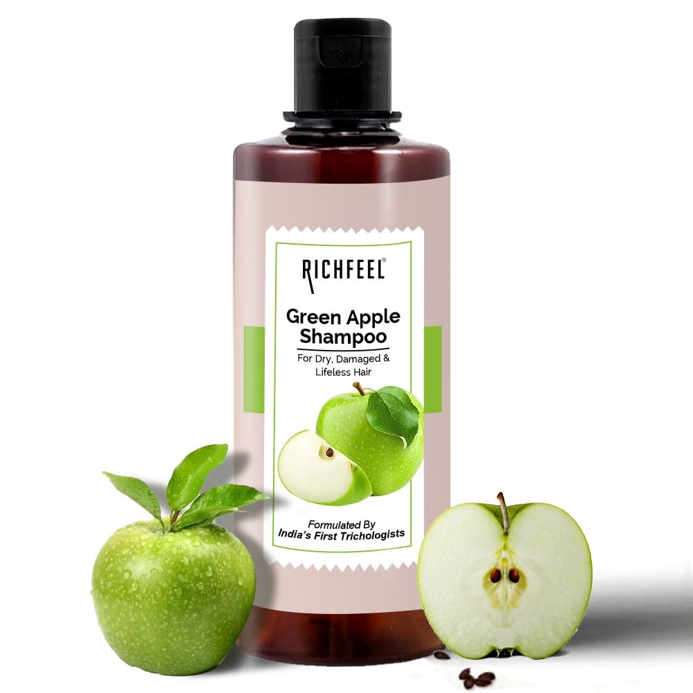 Richfeel Green Apple Shampoo For Dry & Damaged Hair | Anti Dandruff | Promotes Healthy, Shiny and Glossy Hair | Nourishes Scalp | Makes Hair Soft & Smooth | All Skin Types | 500 ml-image-8