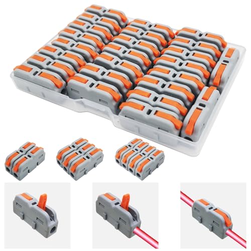 Conectores Eléctricos, CESFONJER SPL-1M Mini Empalmes Cables Electricos, Conectores de cables electricos, Conectores de Cables Compactos, Puede Combinar Libremente (25 piezas)