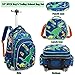 Kids School Book Bags for Girls Boys Children's Luggage Dinosaur Backpack Lunch Box Boys Rolling Backpack with Wheels for Girls Trolley Backpack Travel Suitcase Wheeled for Laptop Case Wheels Blue