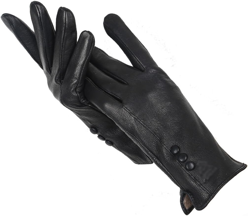 Warm and Thick Buttons Decorated Leather Gloves Mittens