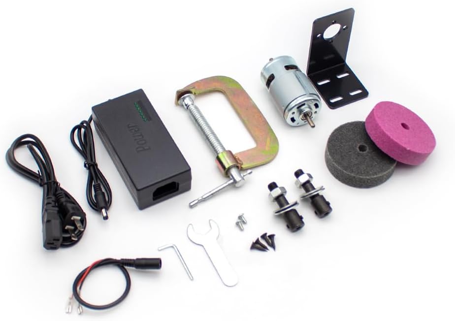 iDili Mini Bench Grinder Double Head Home Electric Wheel Sander Grinding Polishing Machine DIY Knife Sharpener With 3 Inch G-Clamp