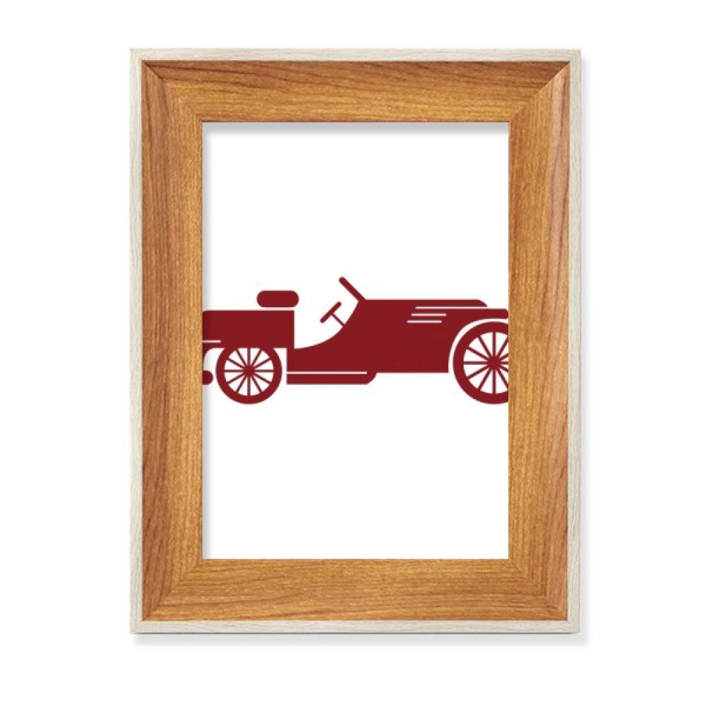 Voitures classiques silhouette rouge avec cadre photo en bois géométrique pour bureau