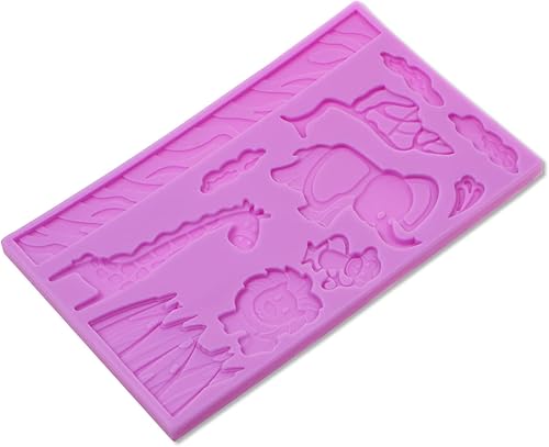 Miniatura 8 de Moldes de silicona para fondant, elefante, jirafa, mono, león, fondant, hojas de tortuga, nube, árbol, cocina, moldes para hornear para decoración