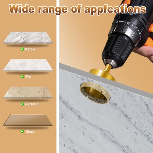 Image of Diamond Hole Saw Bits,Tile Hole Saw Kit 1 /2 inch Diamond Core Drill Bit 2pcs for Porcelain, Tile, Ceramic, Glass, Tile,Granite,Stone,Marble 12mm