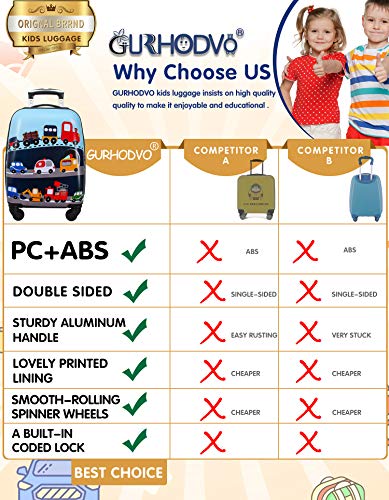 Lttxin Kids Rolling Luggage With Wheels Hard Shell Carry On Suitcase 18 Inch For Toddler Boys Veholes #TOP2