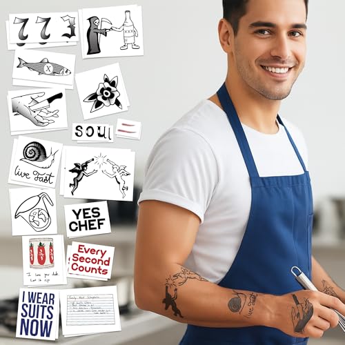 Calitoos Cosplay Temporary Tattoos - Chef Inspired Design for Halloween, Costume Parties & Fan Conventions - MADE in USA - DOUBLE PACK!