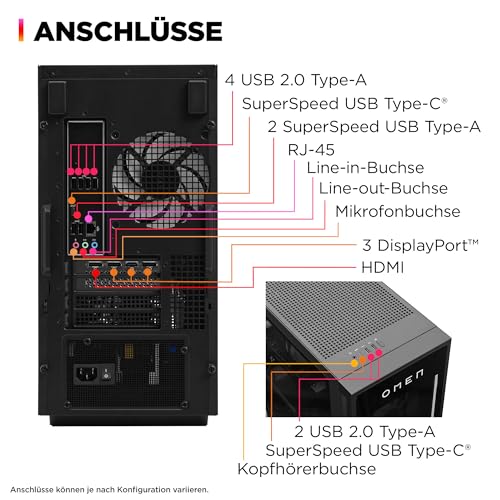 OMEN - Komplettsystem - AMD R7 - RAM: 8 GB DDR5, GDDR6 - HDD: 1.000 GB - NVIDIA GeForce RTX 4000 (B87EA#ABD) - PC Desktop - Immagine 3
