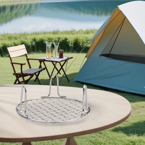 EpheyFIF Grille de barbecue ronde en acier inoxydable avec pieds, grille de cuisson pour friteuse à air, barbecue (15 cm) – vue 3