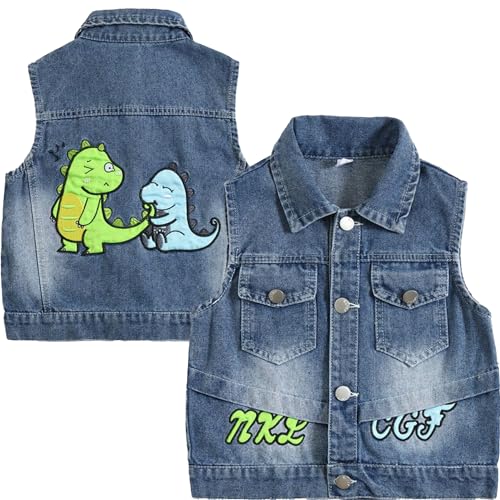 Boys Girls Denim Vest Jacket Fashion Casual Sleeveless Jean Waistcoat, Age 1-6 Years Unisex Kids Outerwear