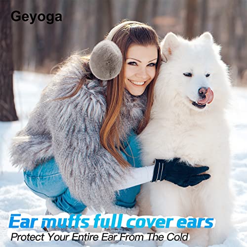 Ear Muffs 4 Pieces Faux Fur Warm Ear Covers Foldable Winter Women Furry Ear Muffs Women's Ear Warmers (Black, Gray, Light Pink, Beige) #TOP4