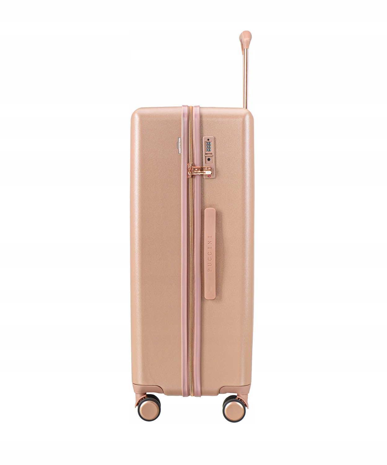 PUCCINI Walizka Podróżna, Twarda, Różowa, Poliwęglan, Duża 85L, 4 Kółka 360°, Zamek TSA, 74x49x28,5 cm