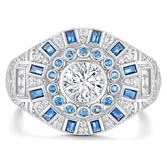 Moissanite and Blue Spinel Accents