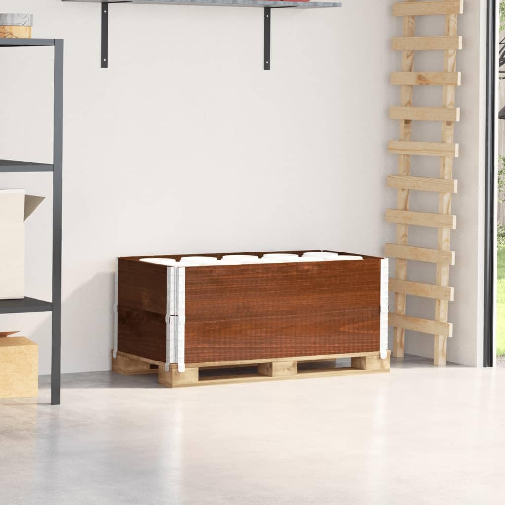 Paretali per Pallet 2pz Marroni 100x50cm Legno Massello di Pino, Movimentazione di Materiali,Pianali di carico e Pallet, 13.8kg-4010285