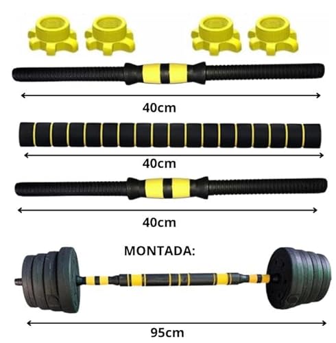 Kit Halteres De Anilhas E Barras Fitness 20kg Malhar Em Casa