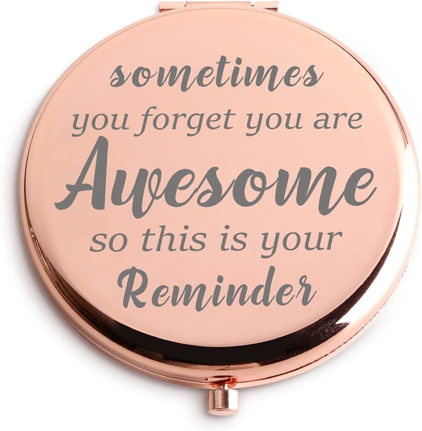 Inspirational Gifts for Women Sometimes You Forget That You are Awesome Rose Gold Compact Makeup Mirror Boss Lady Birthday for Women Coworkerï¼Å’Thank You Farewell Gifts for Women