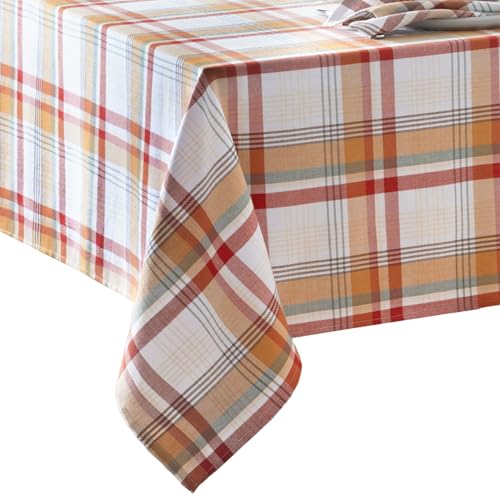 Elrene Home Fashions Seneca Plaid Fall/Harvest/Thanksgiving Cotton Rectangle Tablecloth, 60"x120"