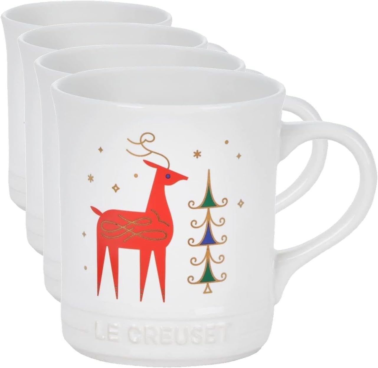 Le Creuset Noel Collection: Stoneware Santa Mug, 14 oz., Black w/Applique