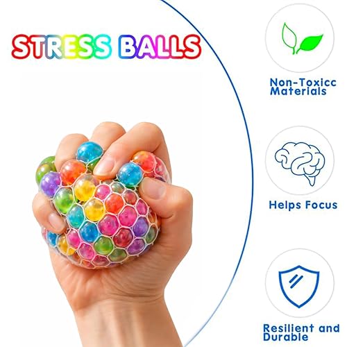 Image of PARTEET 2Pcs Mesh Squishy Stress Ball for Kids & Adults|Non-Toxic , Multicolor Magic Slime Squeeze Ball, Pressure Relief, Anti-Stress & Anxiety|Birhday Return Gifts