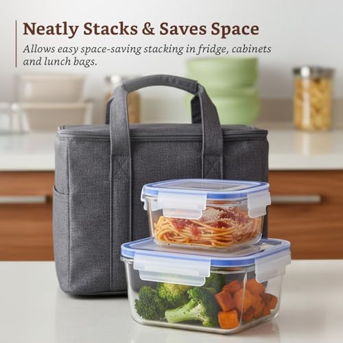 Image of Amazon Brand - Solimo Square Glass Food Storage Container, 360 ml & 900 ml - Set of 2, Airtight, Microwave & Freezer Safe, Transparent
