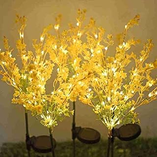 2pcs LED Solar Flower Lights Outdoor Decorative Flower Stake Garden Lights Waterproof Simulation Rape Blossoms Flowers Lights for Garden Patio Yard Pathway Party Holiday Decoration