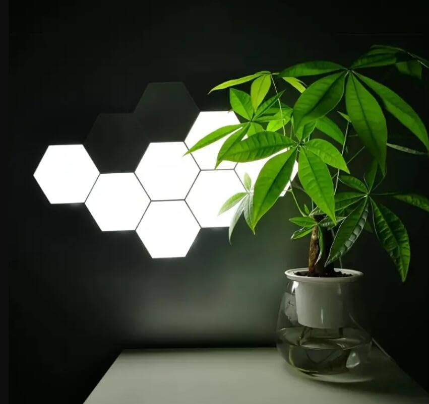 Set di 6 lampade da parete a LED esagonali, con controllo tattile, luce bianca neutra, luce notturna, risparmio energetico, facili da usare, per la decorazione della casa e l'illuminazione ambientale