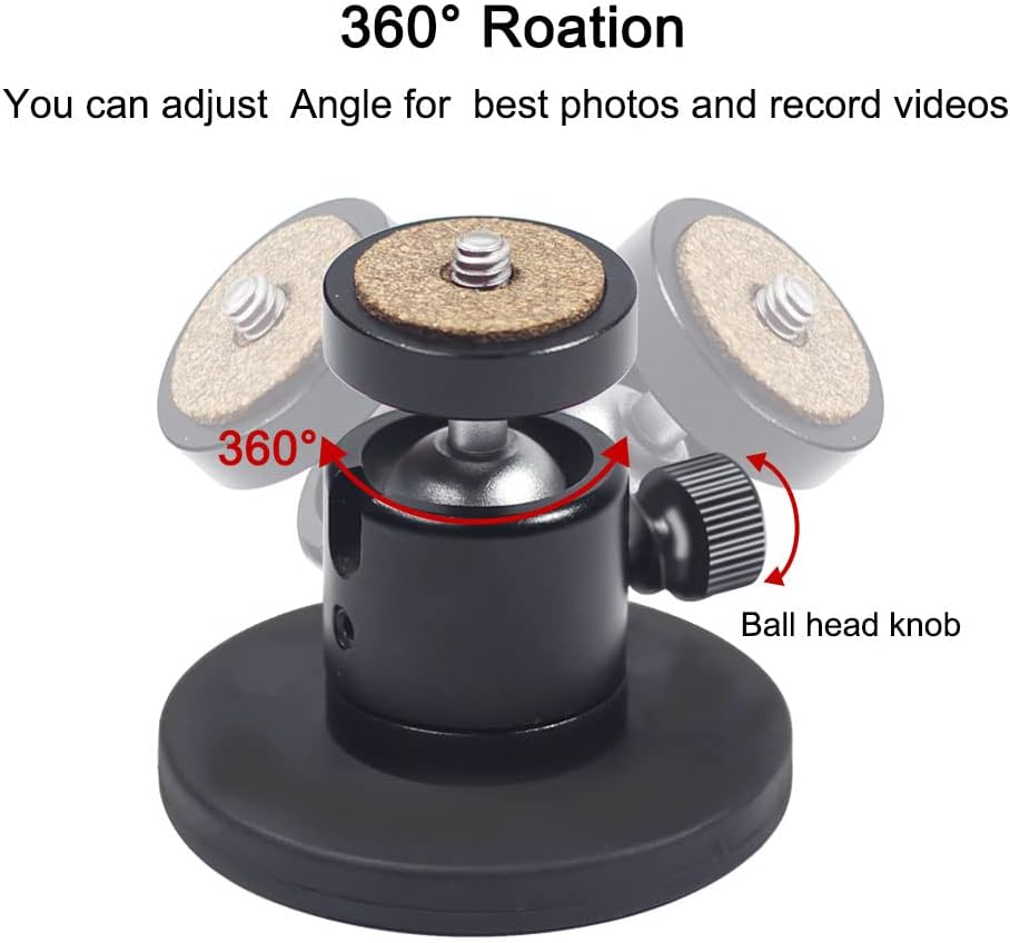 Magnetic Camera Mount Ball Head Compatible with GoPro Hero 9/8/7, DJI Osmo, Wyze Cam V3, Insta360 Action Cam Can Be Firmly Adsorbed On The Surface of Cars, Iron Beams, Iron Cabinet, Refrigerator,etc. : Electronics