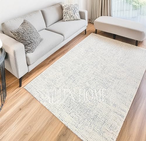 Tapete Decorativo Azul 274x183 cm de Lana Hecho a Mano miniatura 6