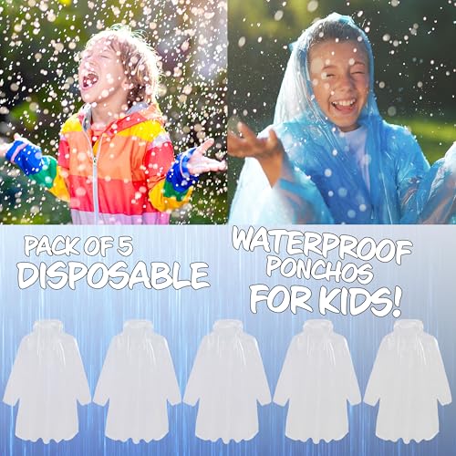 Boys Rain Poncho Disposable, Kids Waterproof Ponchos, Multipack2