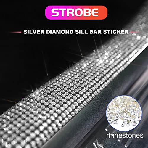 2Pcs Car Door Edge Entry Guard, Bling Anti-Collision Adhesive Sticker/Protector Strip For Car Door Sill, Rear Bumper, Universal For Most Cars, Suv, Auto Accessories For Women (Black White/2.8"X17.8") #TOP3