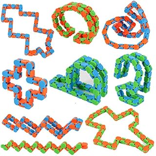 FRIUSATE 9 Pieces 24 Links Wacky Track Toys Snake Toy Puzzles Snap and Click Fidget Toys Finger Sensory Toys for Stress Relief or Party Bag Fillers