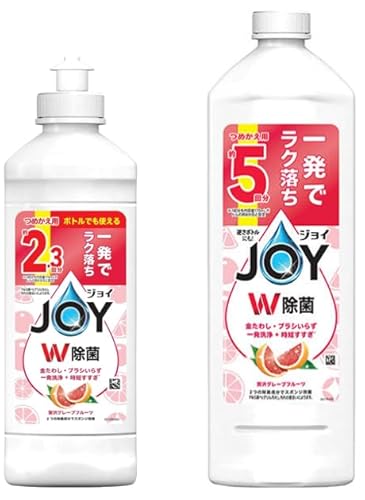 【まとめ買い】 ジョイ W除菌 食器用洗剤 贅沢グレープフルーツの香り (本体300ml+詰替670ml)