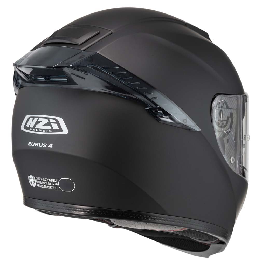 NZI Eurus 4 Stream Duo Solid Negro Mate - Casco de Moto Integral con Visor Solar | Unisex Hombre y Mujer Homologado ECE 22.06