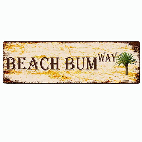 Metal Sign Palm Tree Beach Bum Way Vintage Signs Retro Tin Signs Aluminum Sign for Kitchen Home Garden Wall Bar Cafe Decor 4x16 Inches